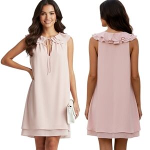 AMANDA UPRICHARD "Belle" Pink Ruffle Shift Dress - Size S